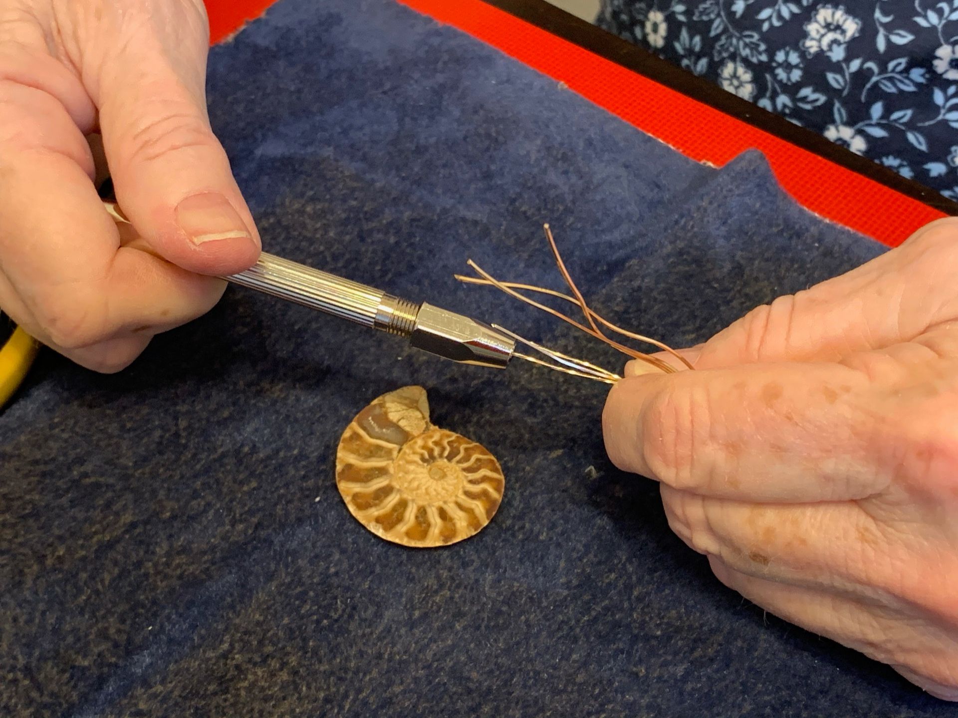 Wire wrapping in progress
