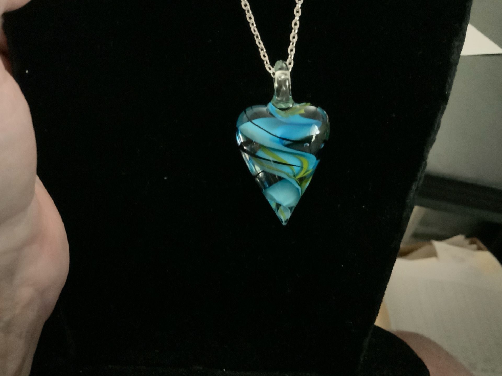 Glass necklace on a silver chain