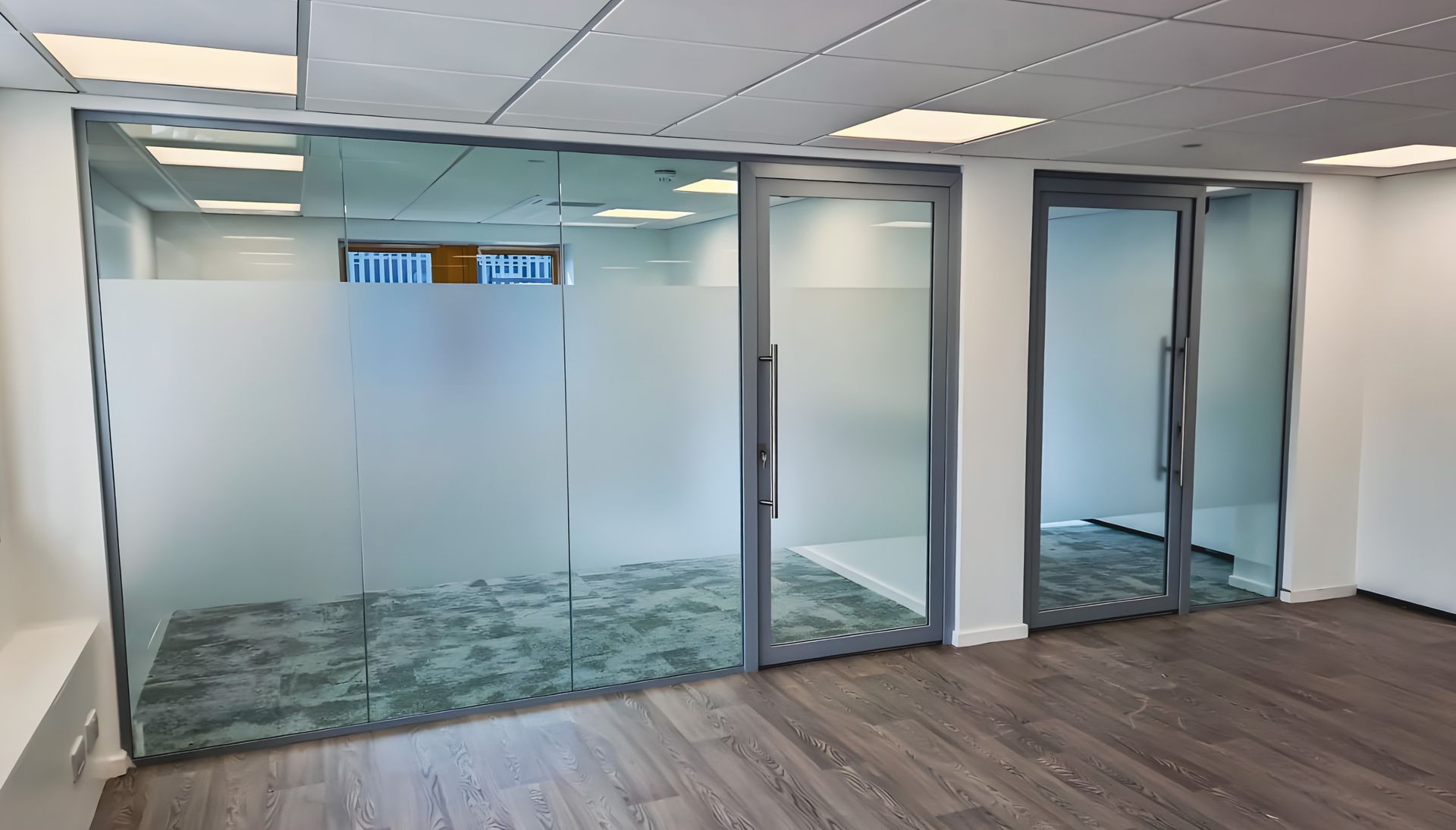 Acoustic Office Glass Partition with Acoustic Framed Glass Doors in Gosforth, Newcastle