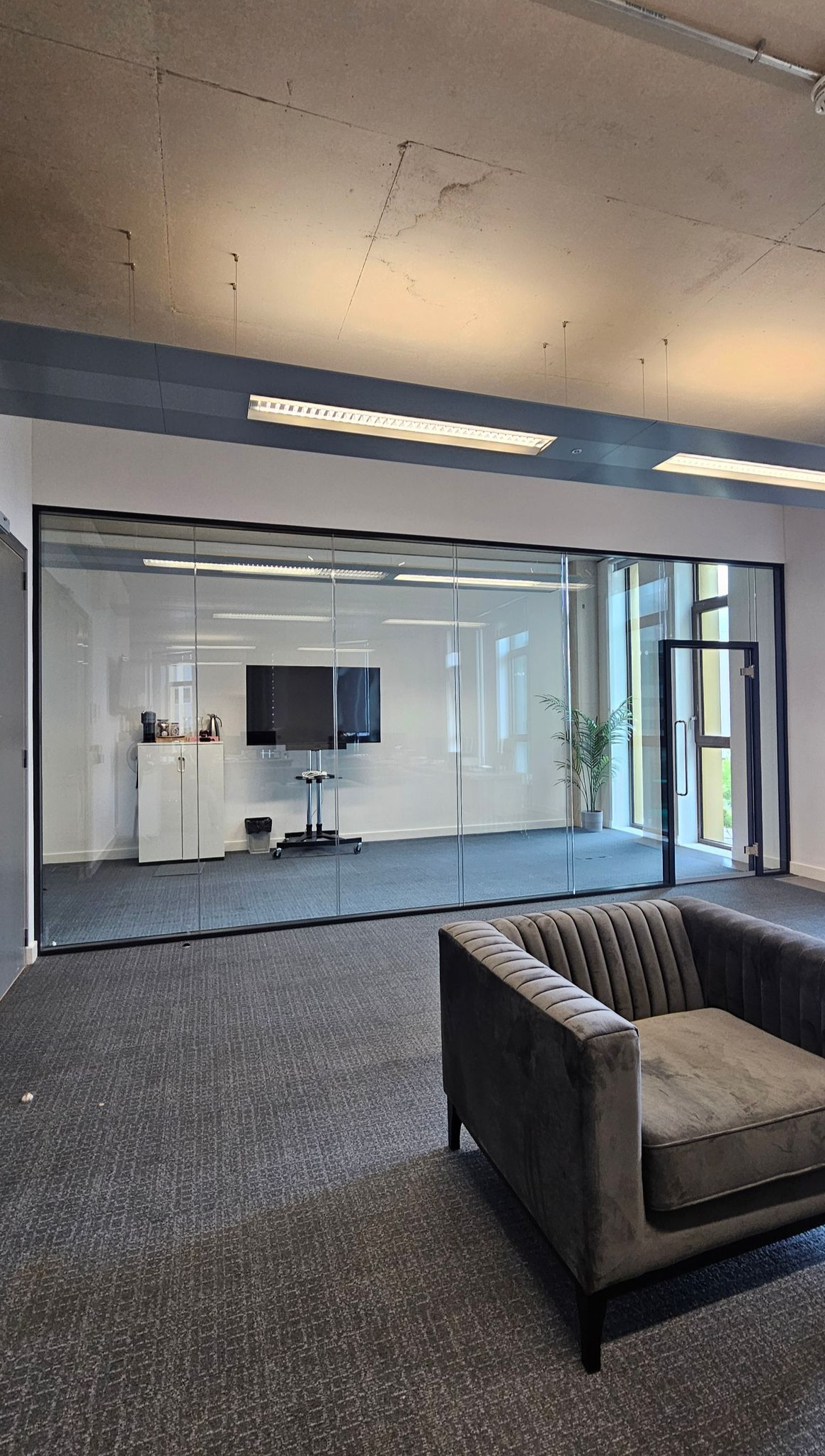 Double Glazed Office Glass Partition for Enhanced Acoustics including Glass Door