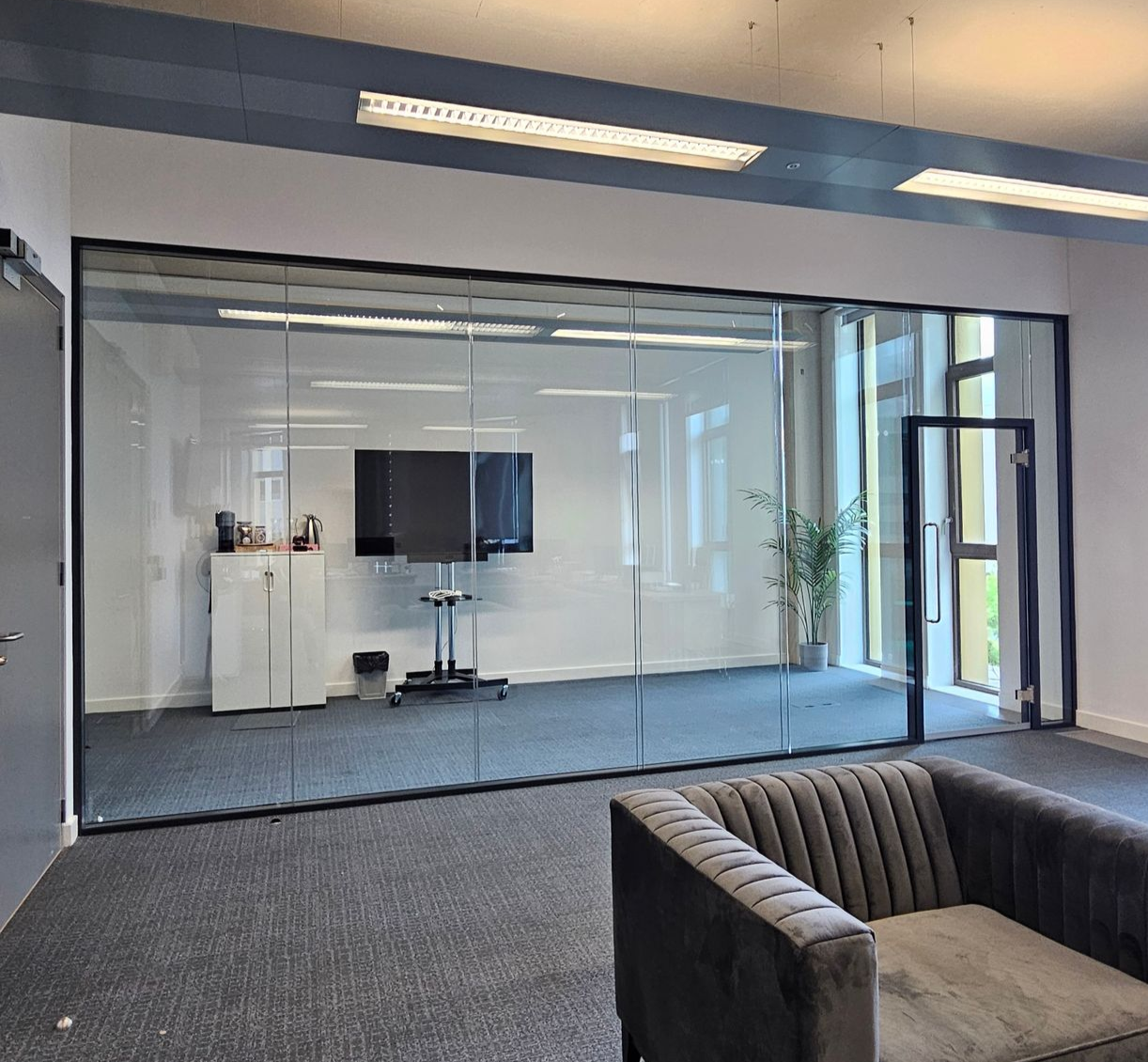Double Glazed Office Glass Partition with Glass Door installed in Newcastle City Centre