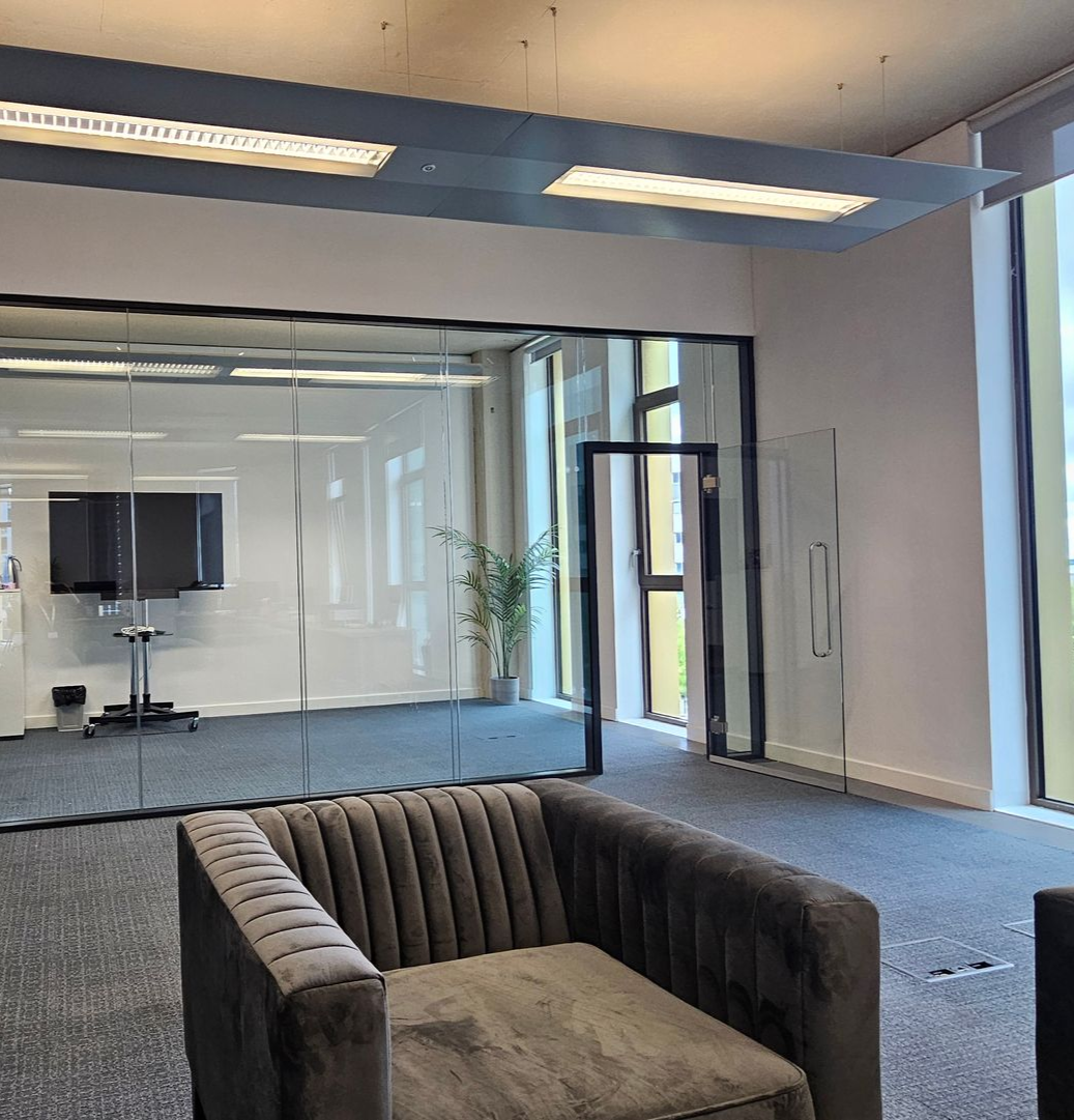 Double Glazed Glass Partition with Glass Door installed in Newcastle
