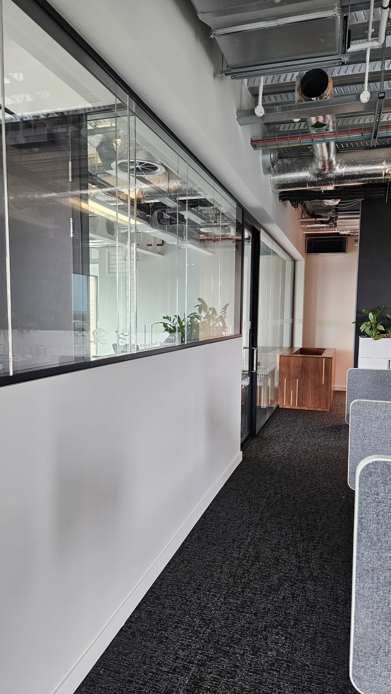 100mm double glazed acoustic glass office partitions installed in a Middlesbrough office