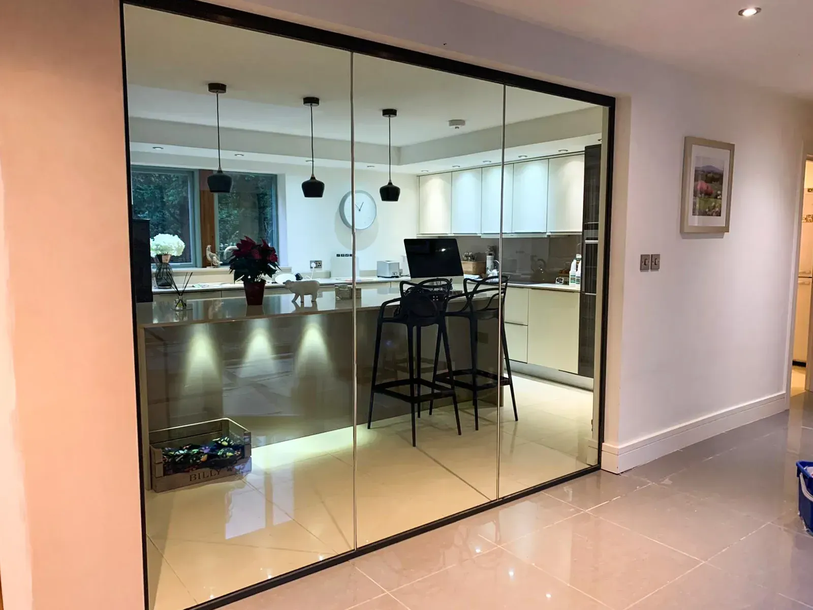 30/0 Single Glazed Frameless Fire Screen in a Residential Setting