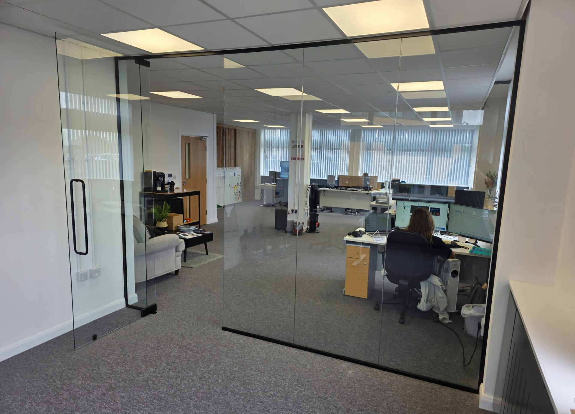Frameless glass office partition installation Gosforth, Newcastle
