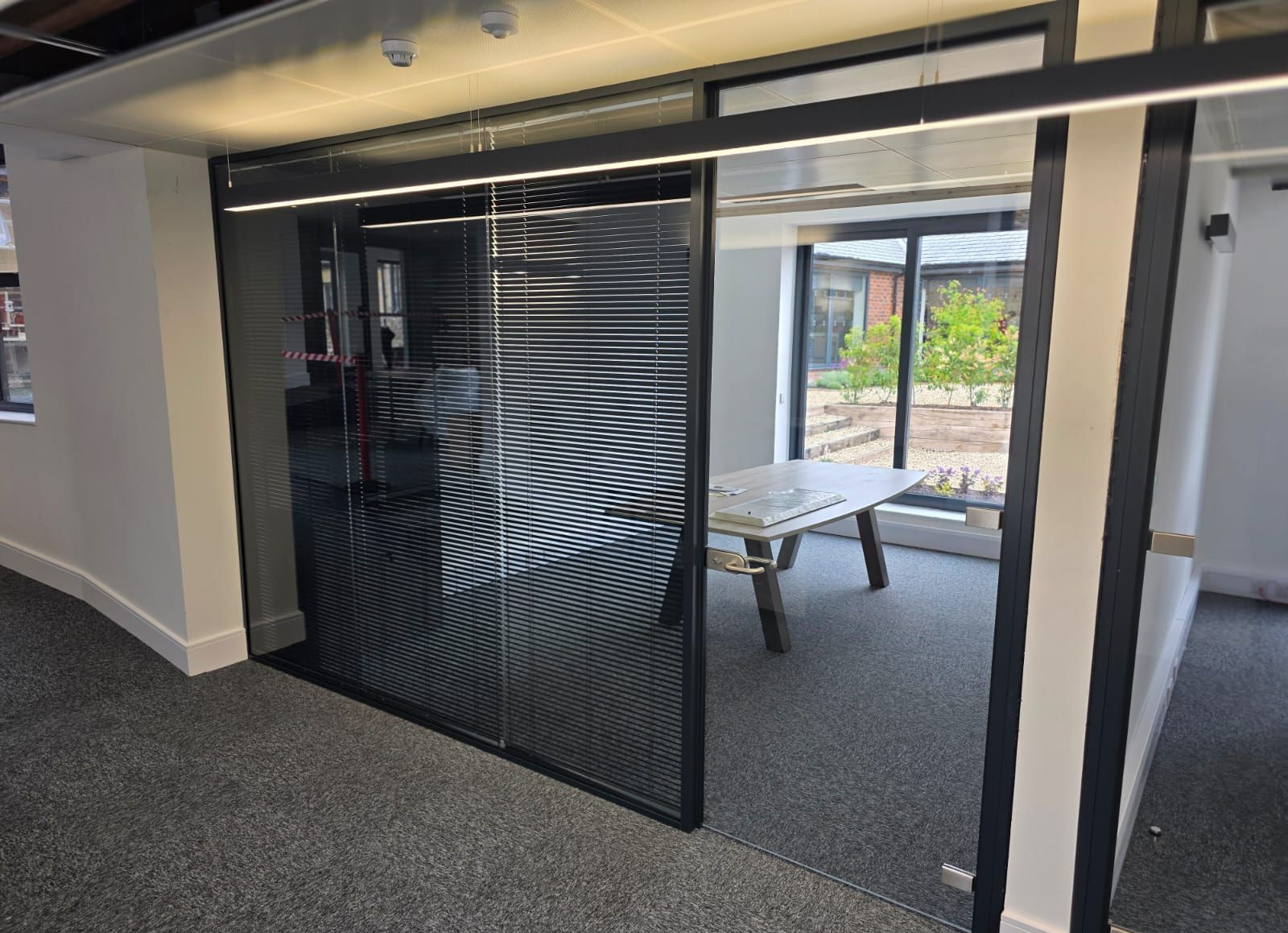 Acoustic double glazed office partition installed close to Prudhoe, Northumberland