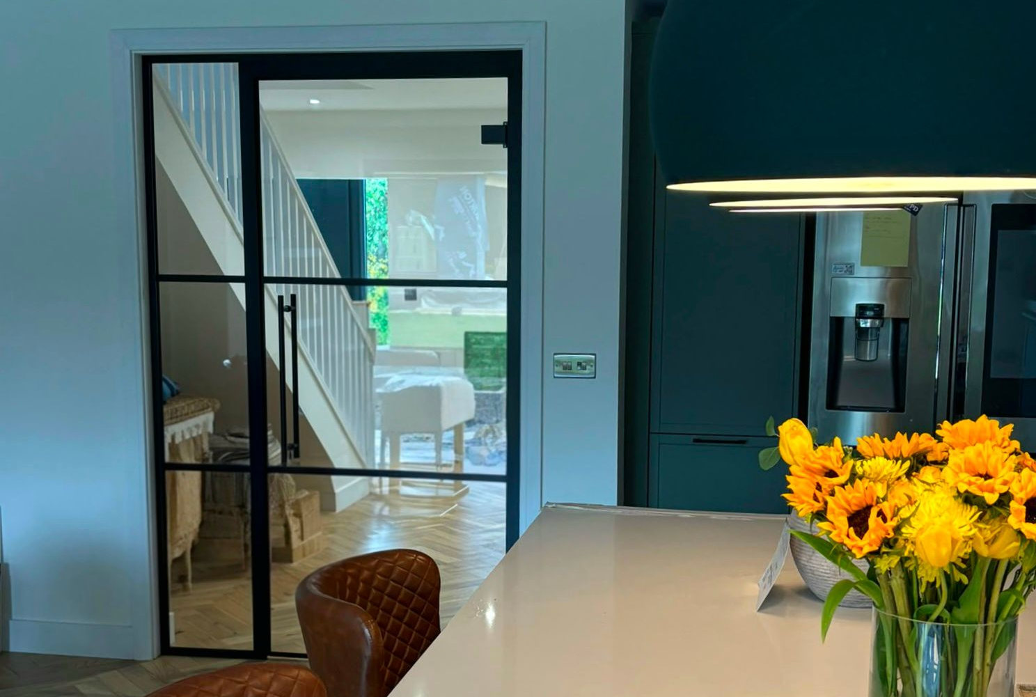 Bespoke internal glass partition installation in a Tynemouth home
