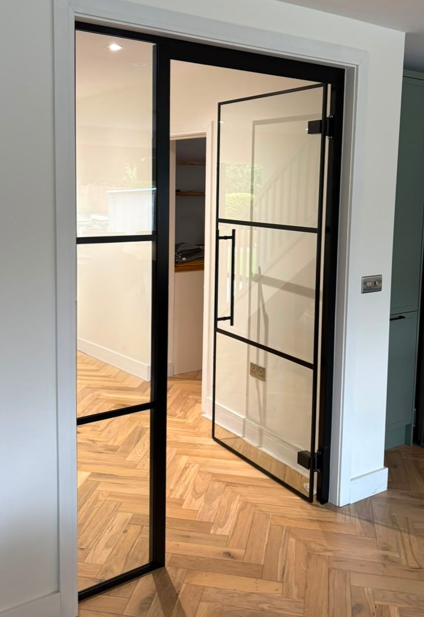 Crittall glass partition and door installation in North East home