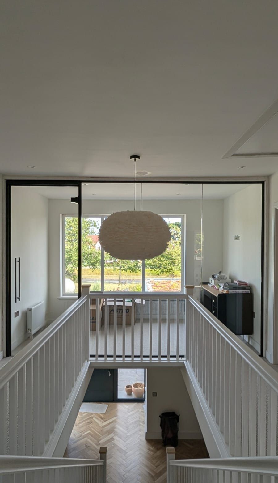 Glass home office partition with black dry joints in Tynemouth