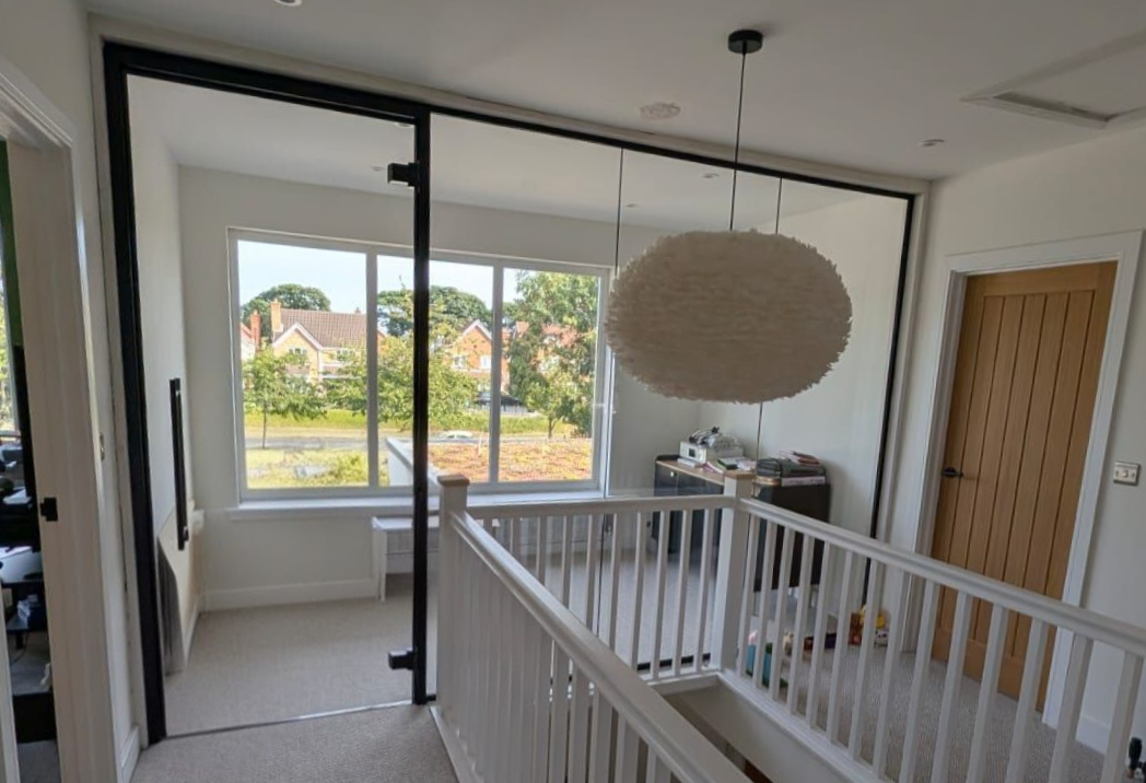 Residential glass office partition and door in Tynemouth