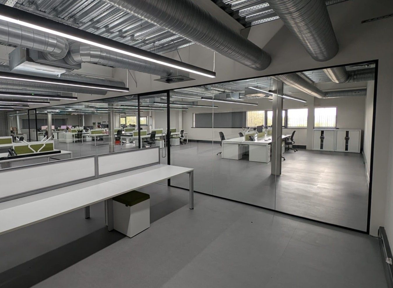 Acoustic glass office partitions installed in Durham office