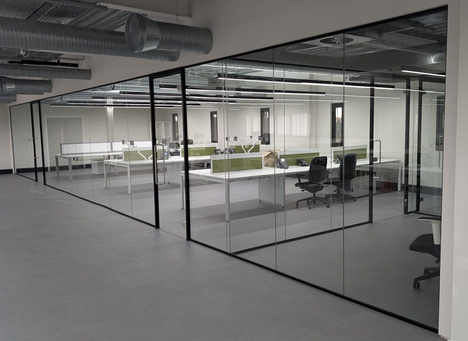 Acoustic glass office partitions installed in Durham 