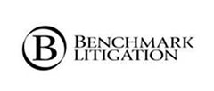 A black and white logo for benchmark litigation.