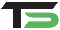 Black and green stylized TS logo on a white background