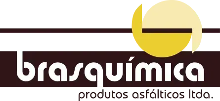 Logotipo da Brasquímica com texto marrom e um gráfico circular amarelo sobre fundo branco.