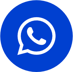 Logotipo do WhatsApp em branco sobre um fundo circular azul.