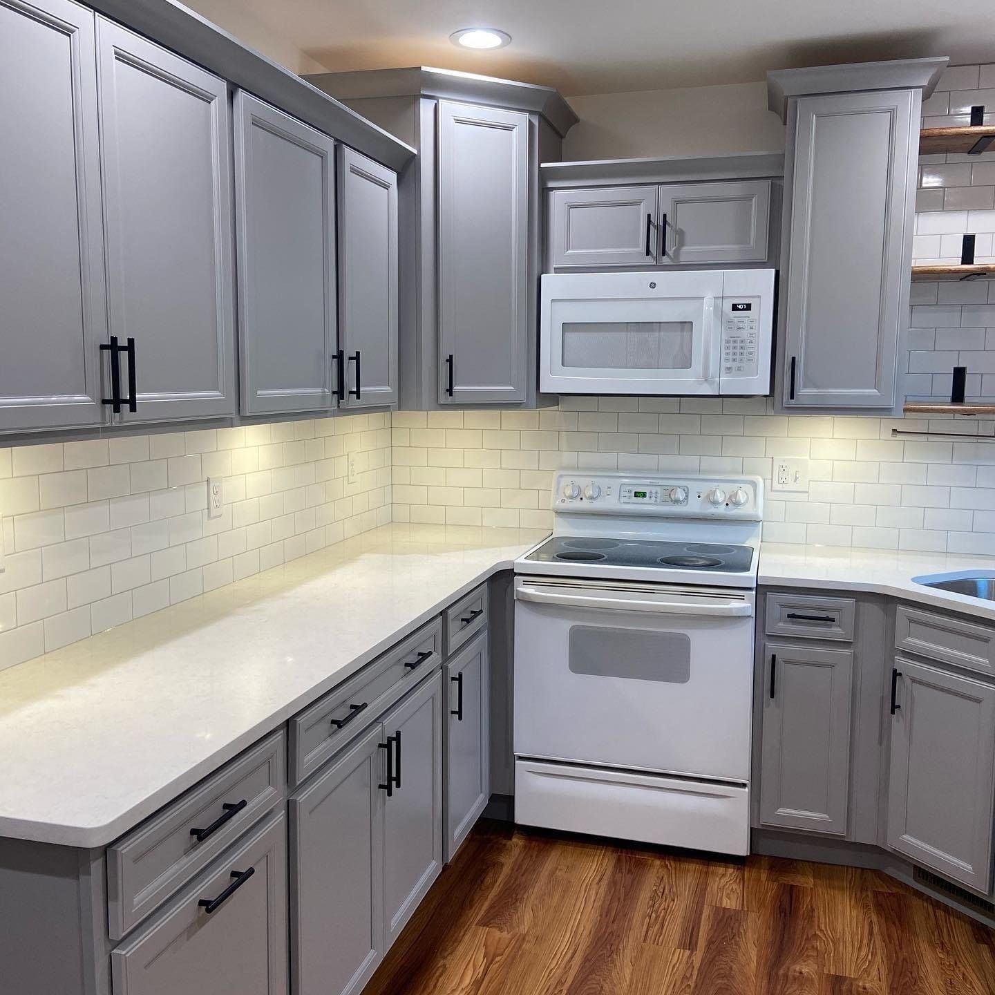 Kitchen with Gray Cabinets