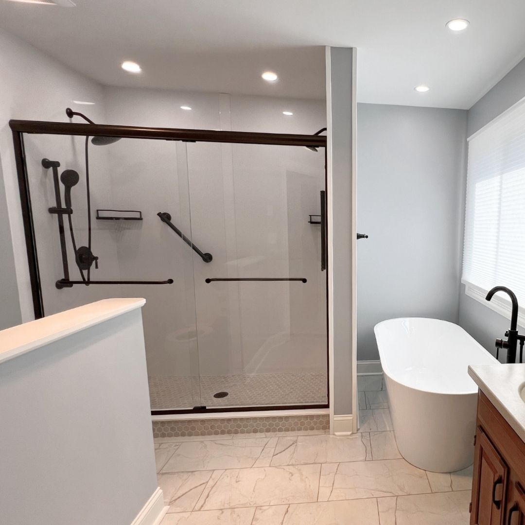 New Shower and Tub added to Existing Bathroom