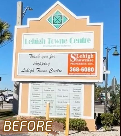 A before picture of a sign for lehigh town centre