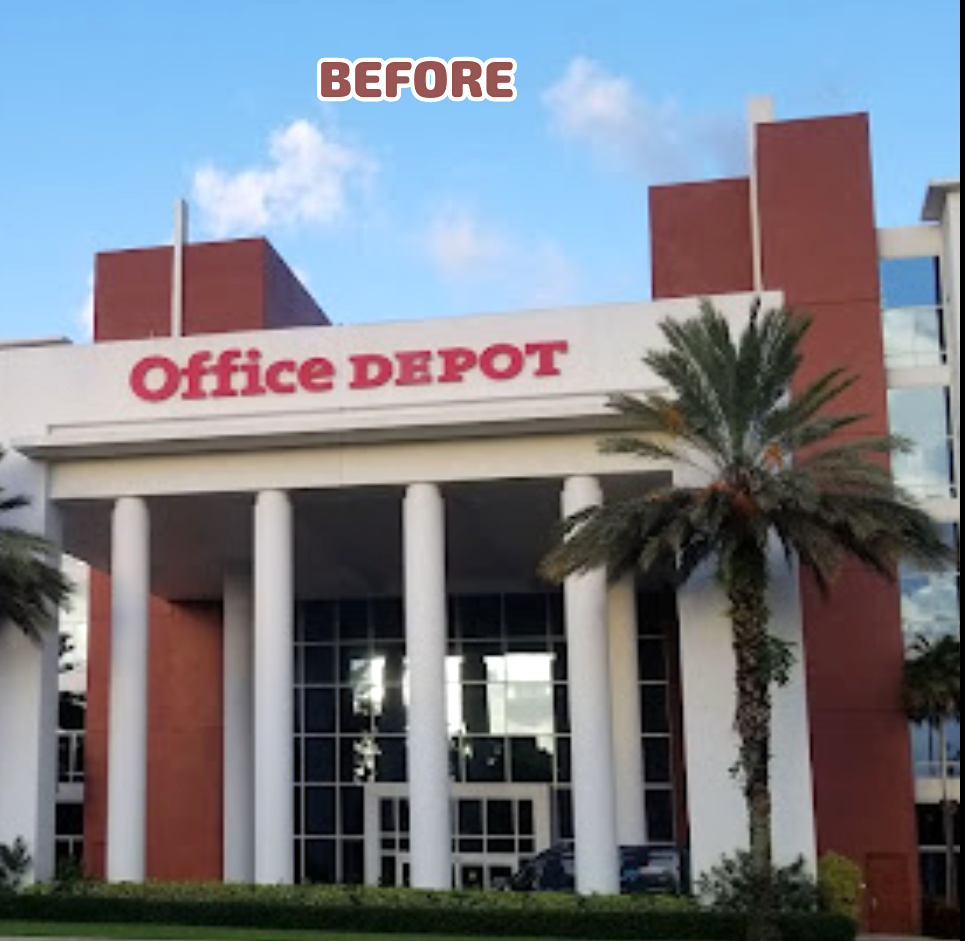 A before picture of the office depot building