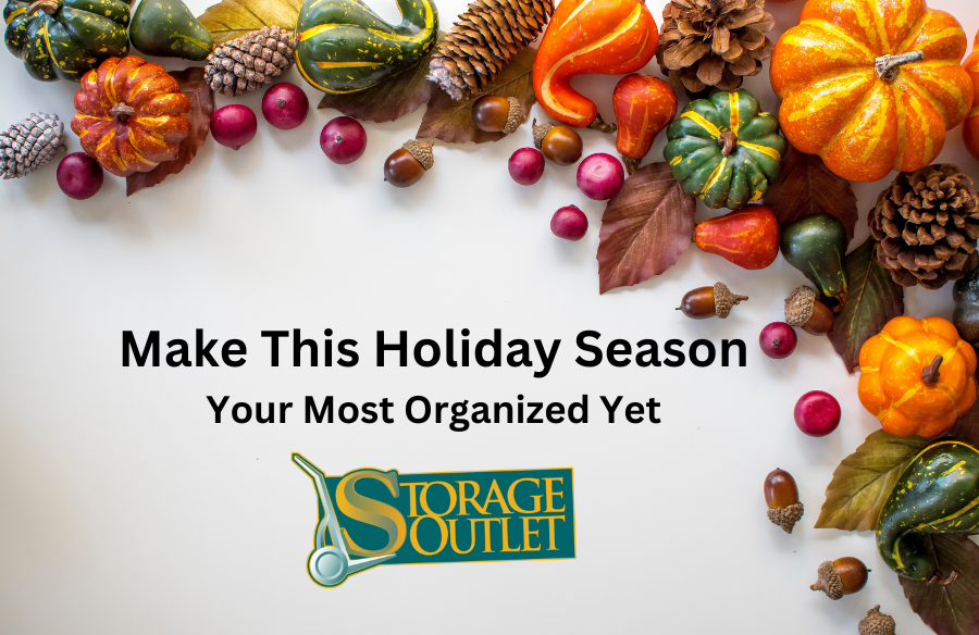 Image of seasonal fruit and vegetables with storage outlet logo