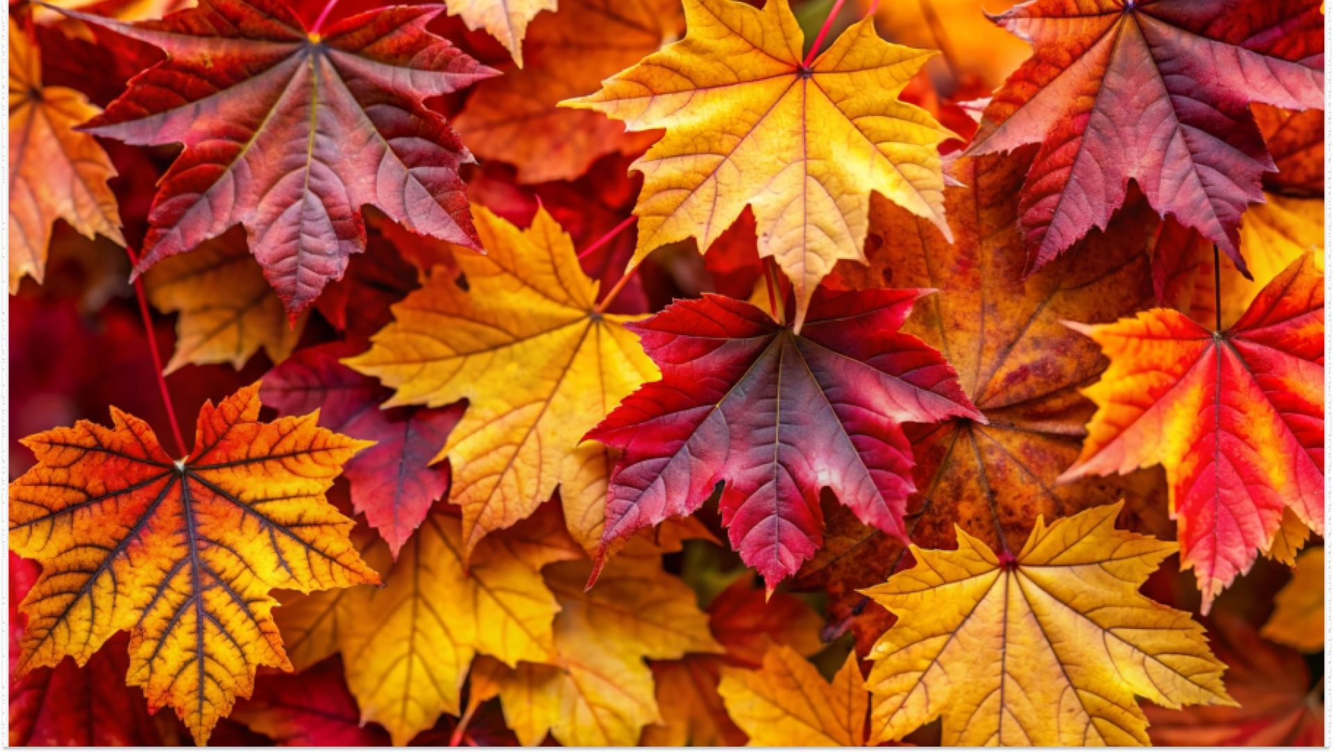 autumn leaves of brown, red and orange