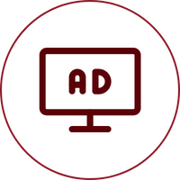 A maroon TV screen with 