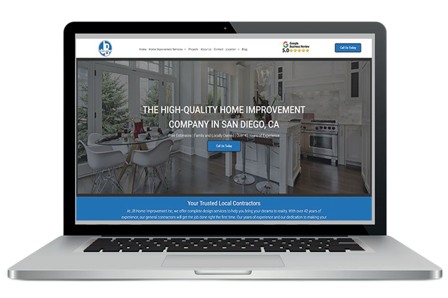Laptop displaying a home improvement company website in Knoxville, tn