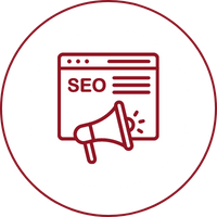 SEO webpage with a megaphone.