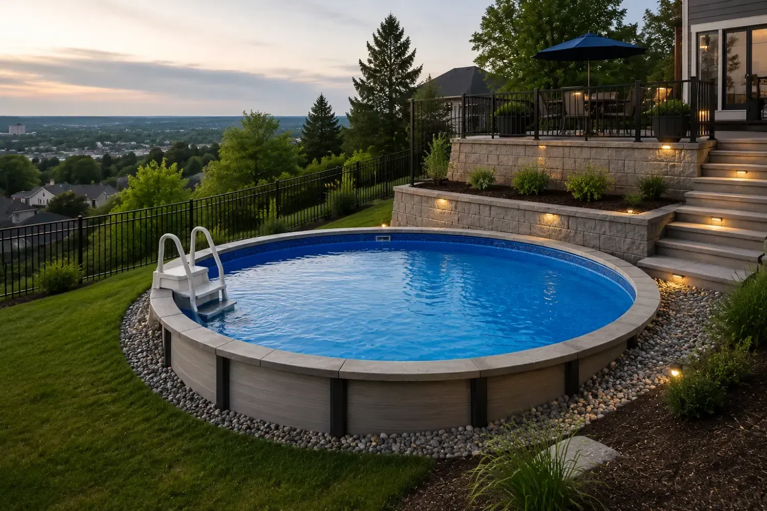Semi-Inground pool in a sloped yard