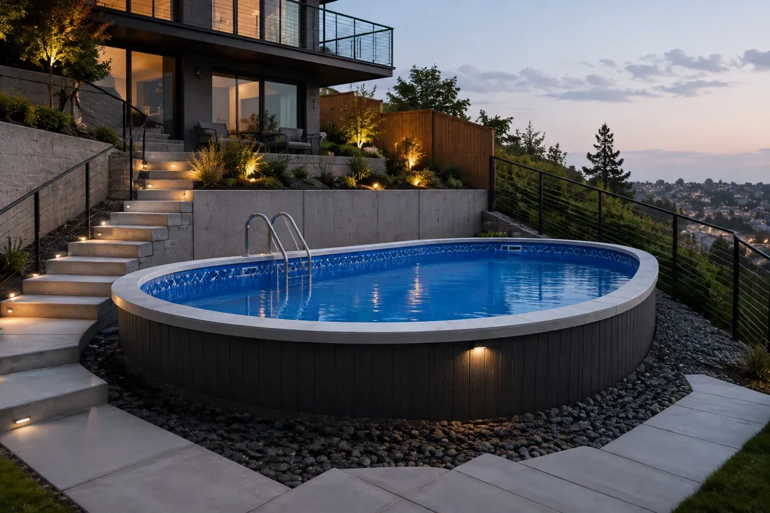 semi-inground pool