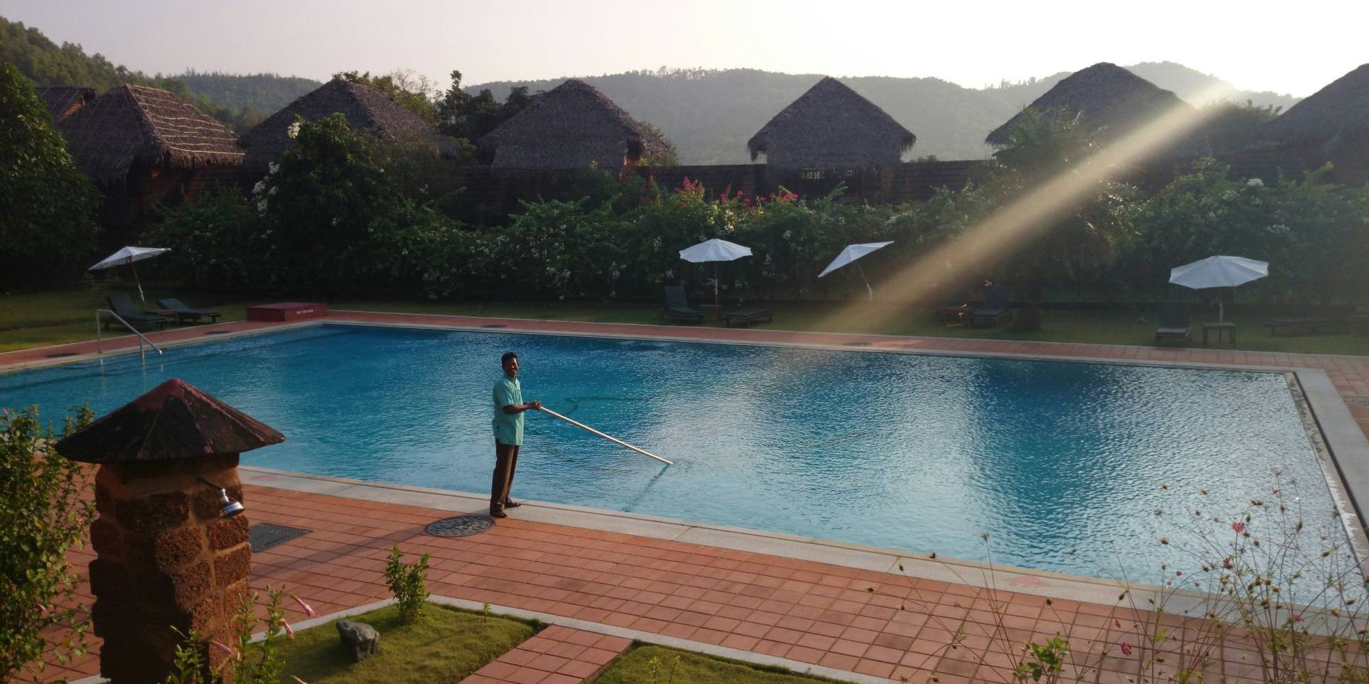pool guy cleaning