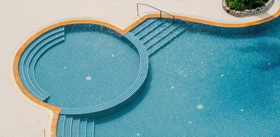 top view of an outdoor pool