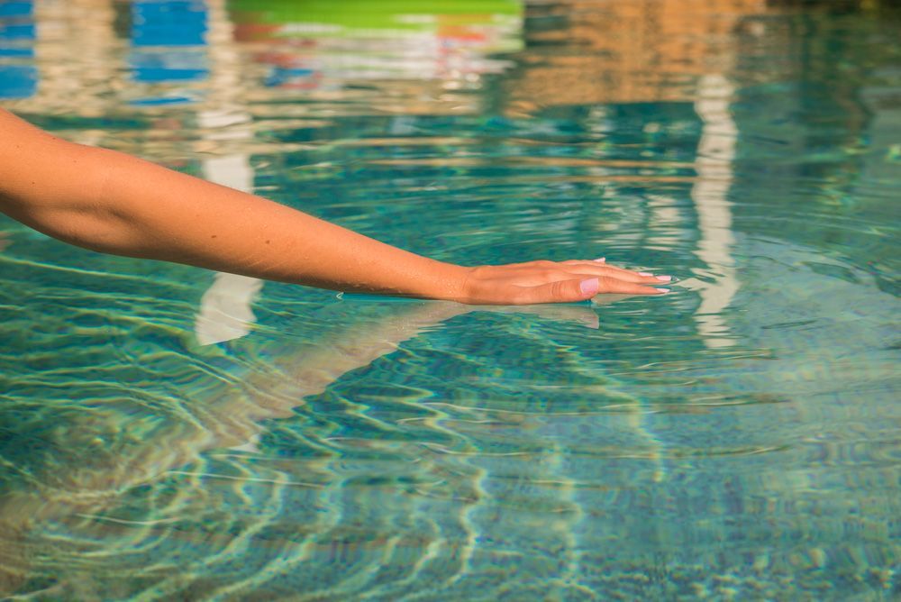 aerial view of a swimming pool