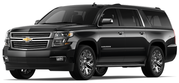 Black Chevrolet SUV on a white background, front-left view