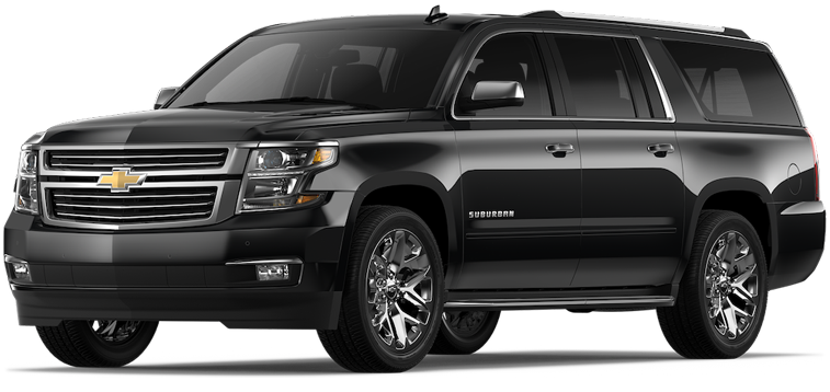 Black Chevrolet SUV on a white background, front three-quarter view