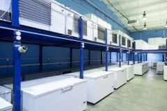 There are a lot of freezers in this room.