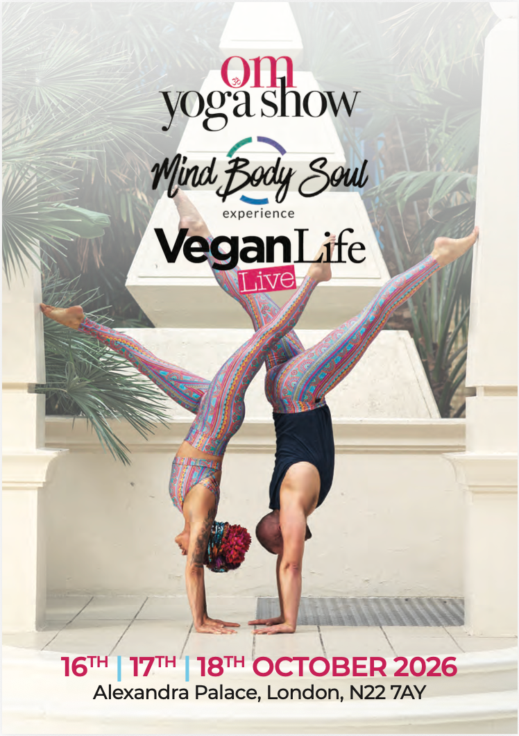 OM Yoga Show, Mind Body Soul Experience and Vegan Life Live show guide cover, Alexandra Palace London