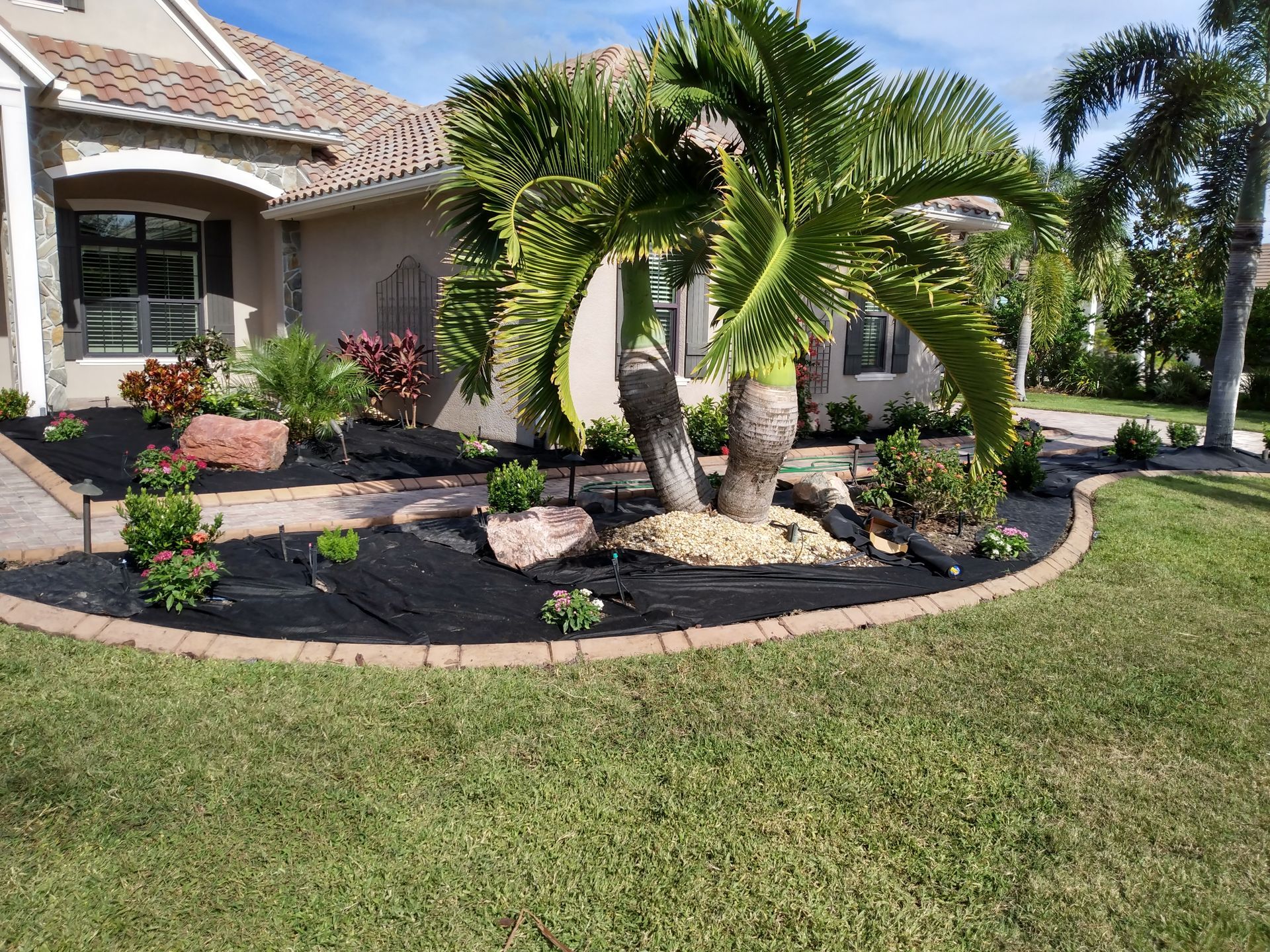 Bradenton landscaping project with fresh sod