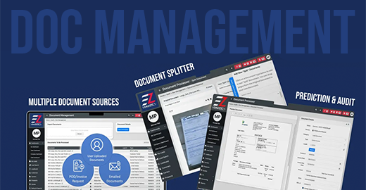 Three screenshots of the document management feature.