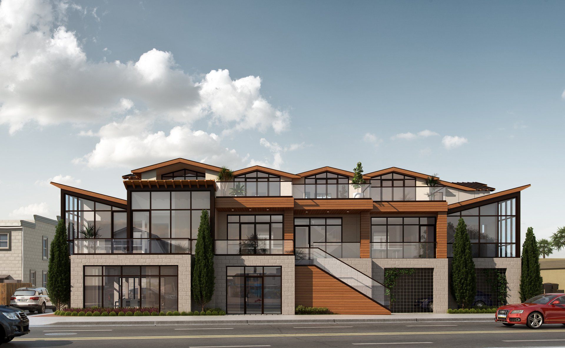 Exterior of 500 E. Balboa blvd in newport beach. A mixed use property 