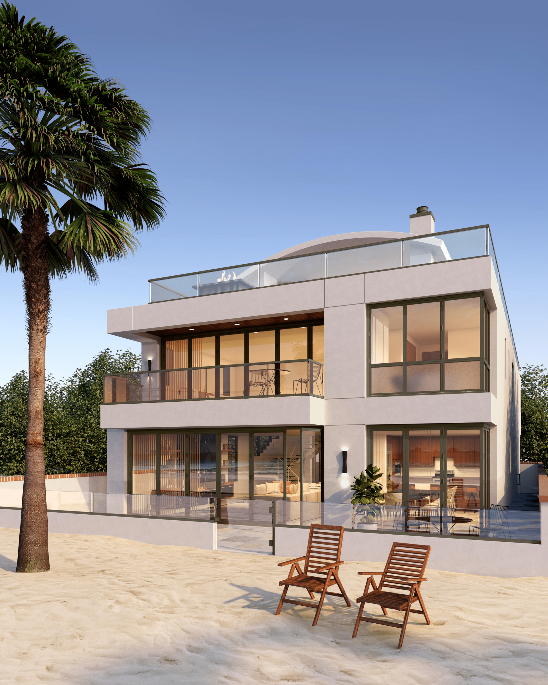 exterior of a Newport Beach contemporary beach house designed by Oatman Architects