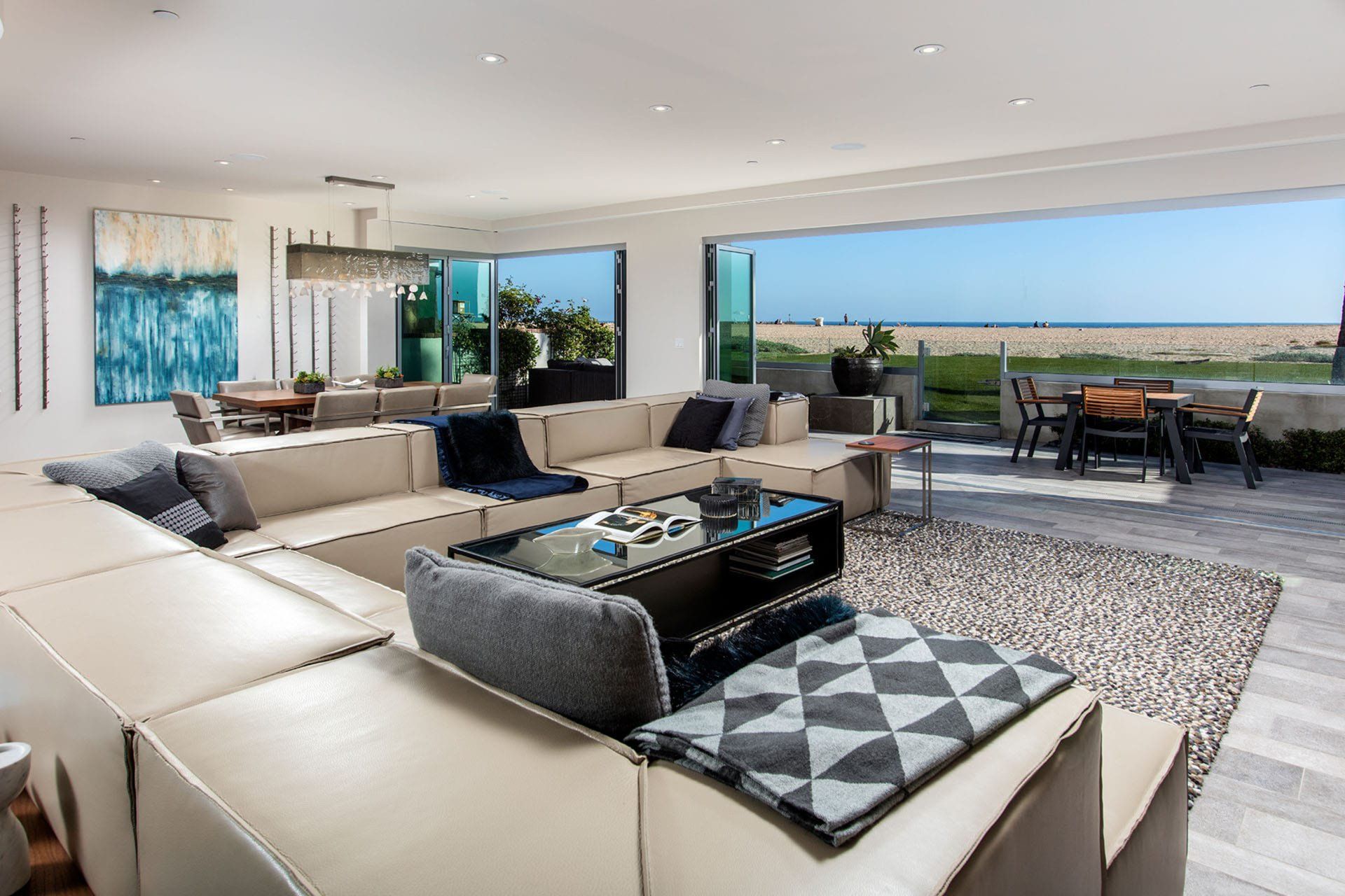 Interior of a Newport Beach contemporary beach house designed by Oatman Architects