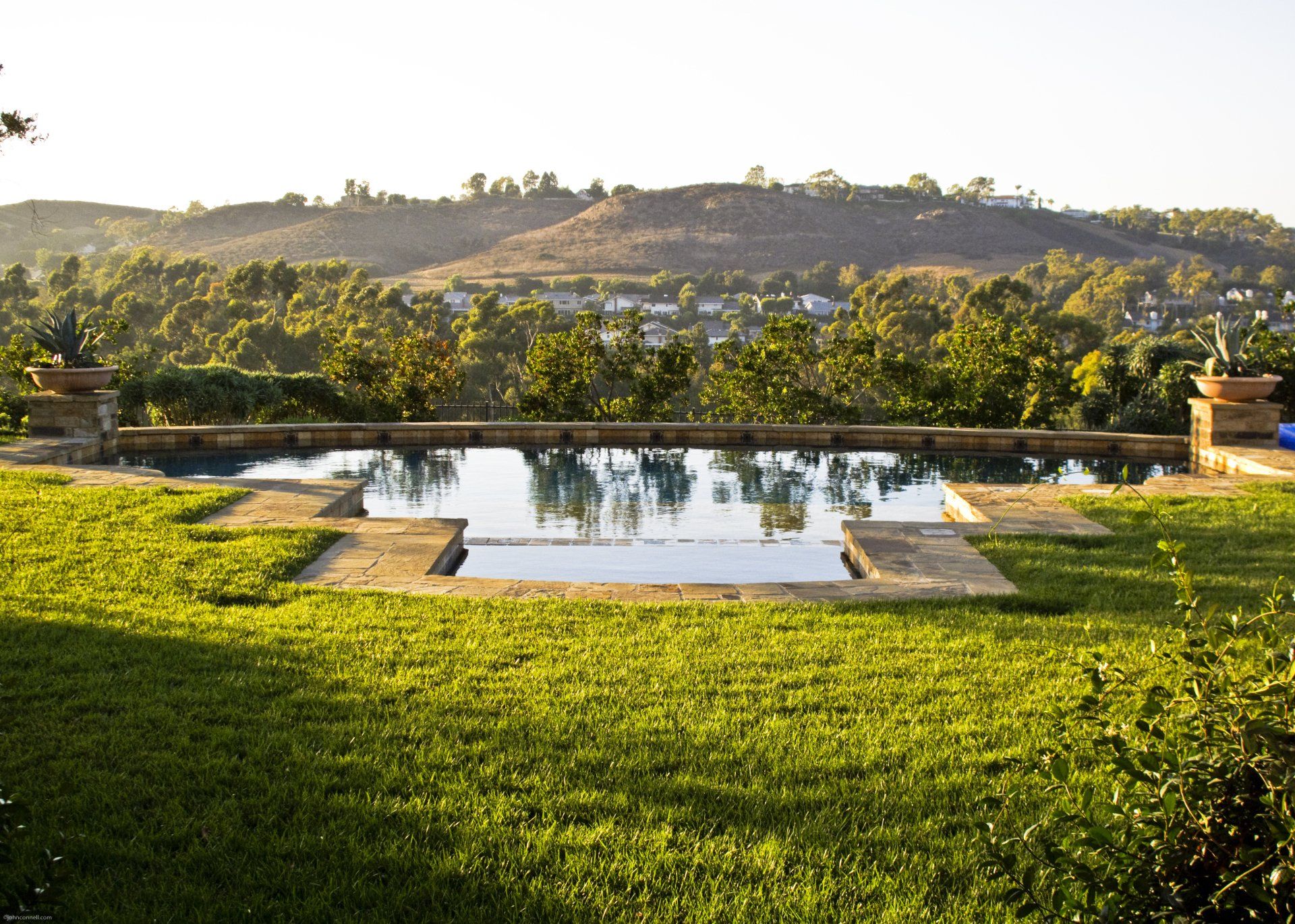 Exterior of an Andalusian villa in Irvine designed by Oatman Architects