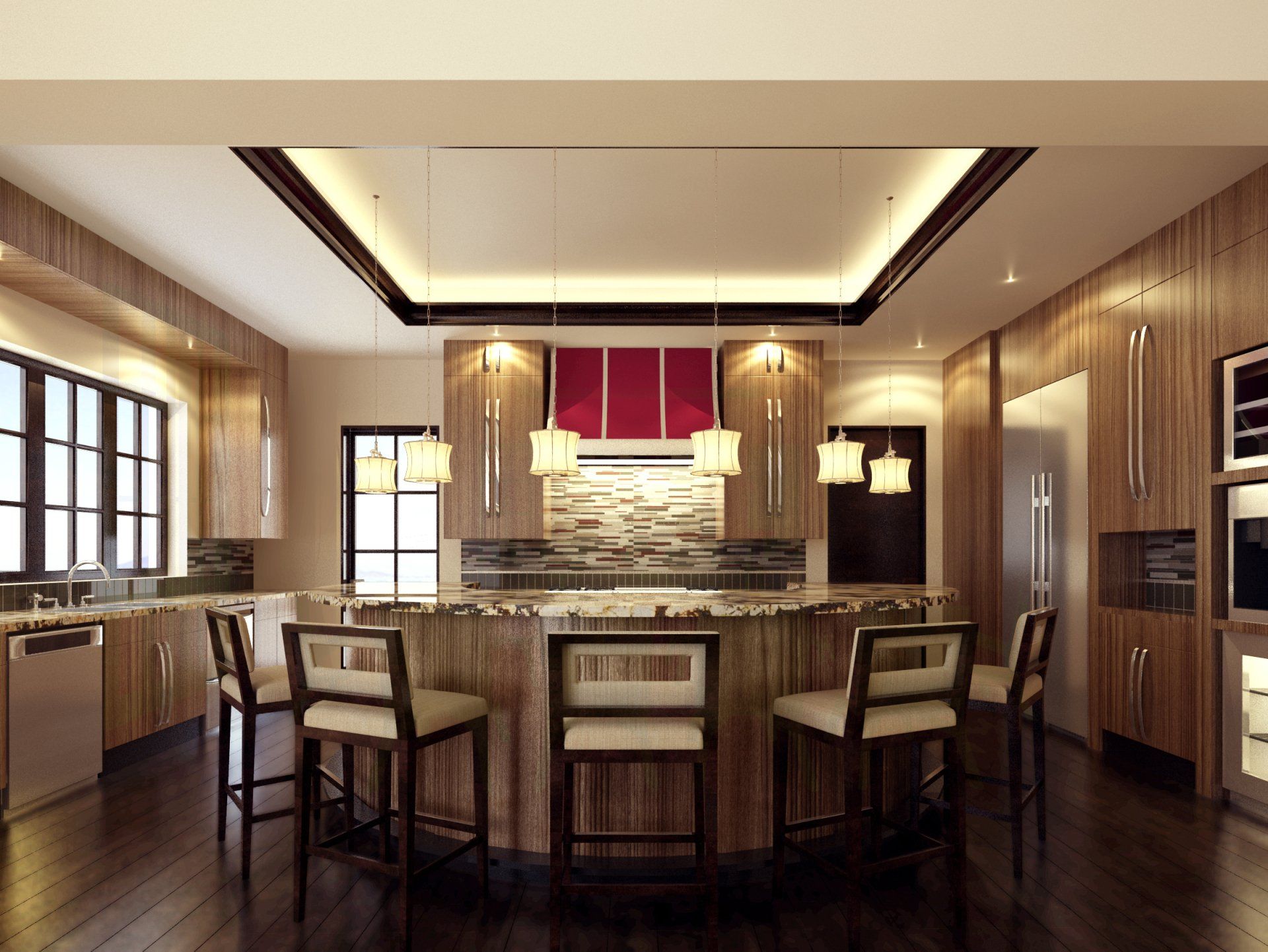 Interior of a Santa Barbara style home in Irvine designed by Oatman Architects