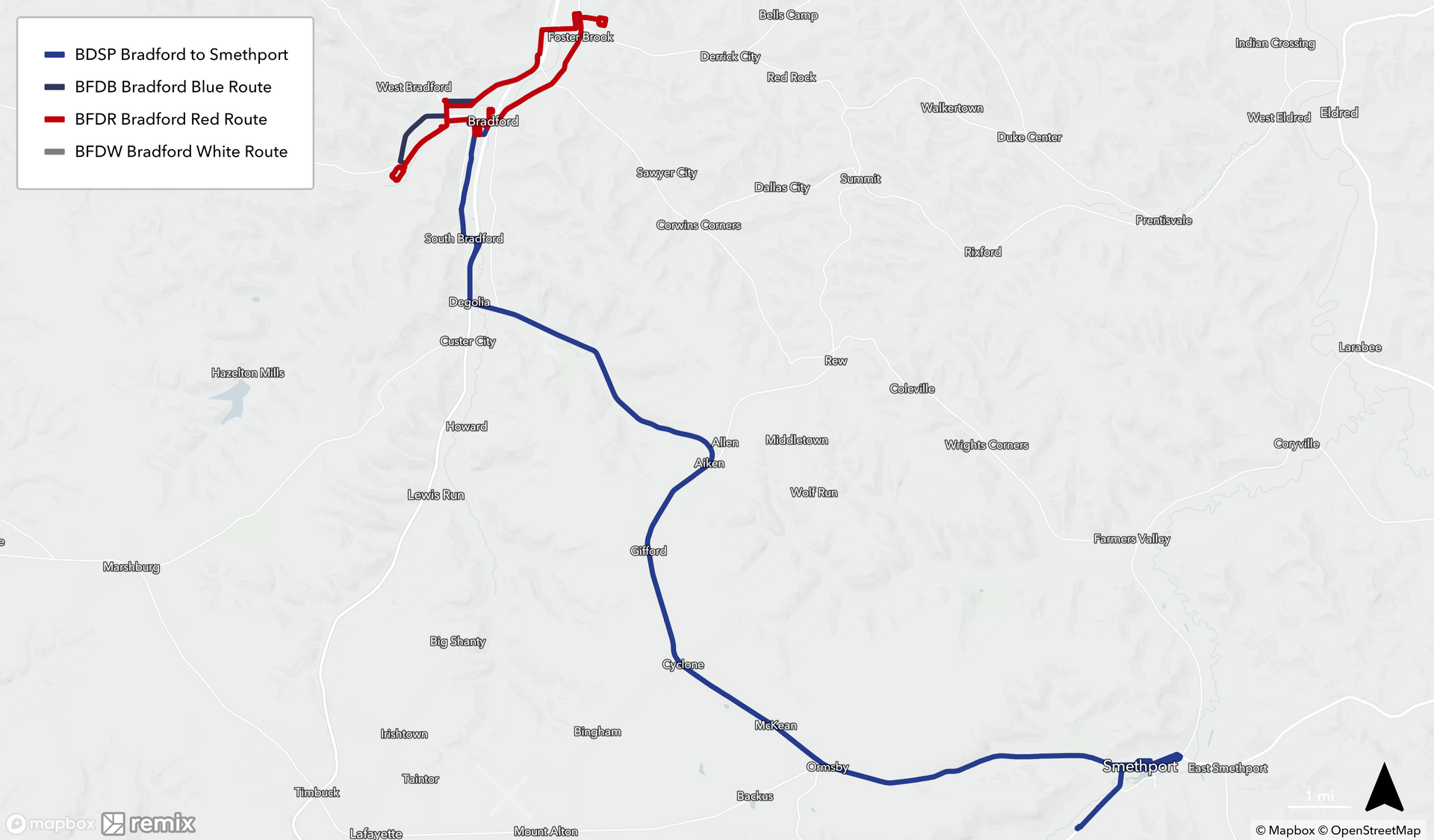 Map of Bradford Routes Map of Bradford Routes