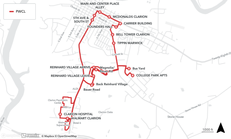 Map of PENNWEST CLARION LOOP Map of PENNWEST CLARION LOOP