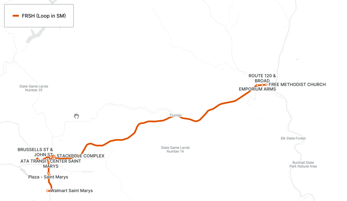 Map of Friday Shopping Trip ( Emporium to St Marys)