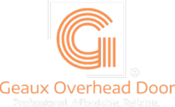 Logo for Geaux Overhead Door: Orange stylized 