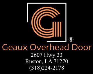Logo for Geaux Overhead Door, an orange 